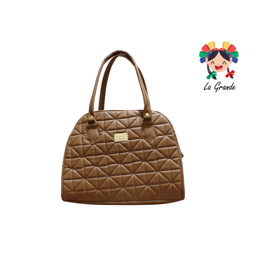 070 TONY Bolsa Camel con Triangulos Enfrente Casual para Dama