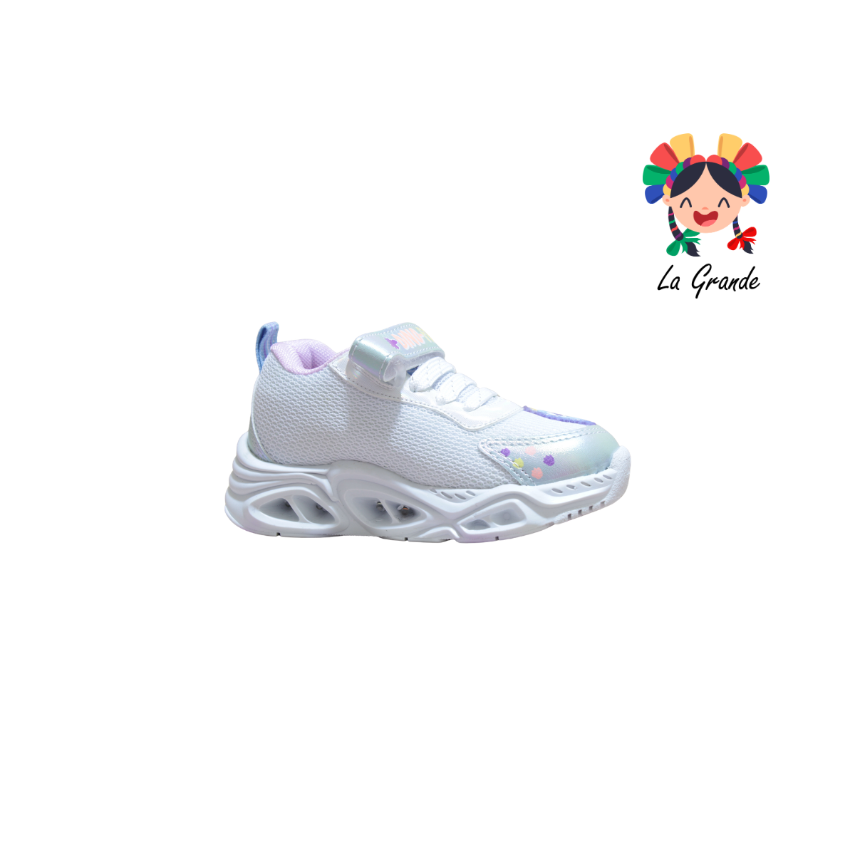 133 DINO ON KIDS Bco Cielo Lila Sint Tenis Casual con Luz Led para Niña