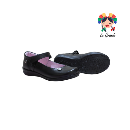 547 LUPITAS Negro Piel Zapato Escolar para Niña