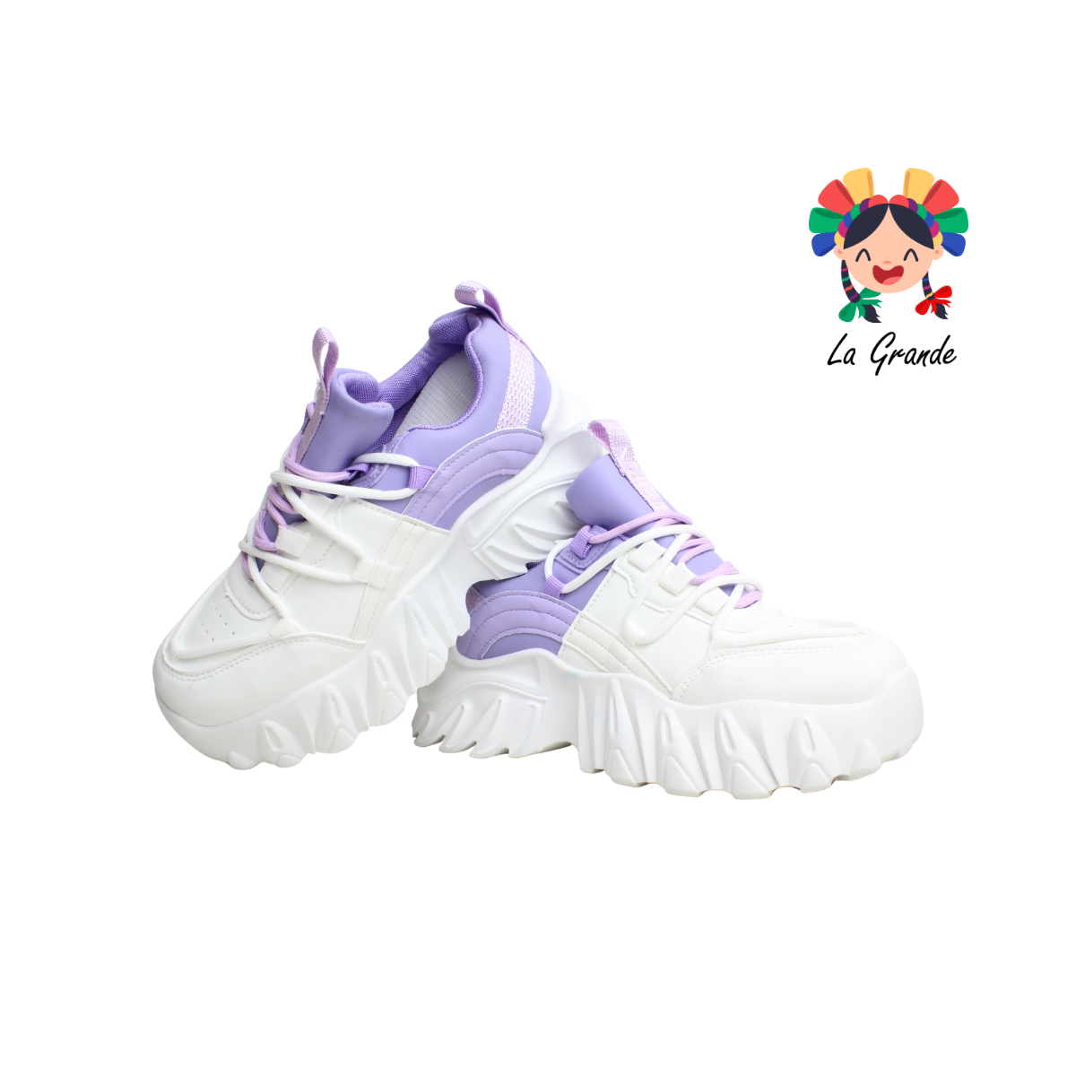 G03-3D FOSUM Blanco Lila Sint Tenis Casual para Dama