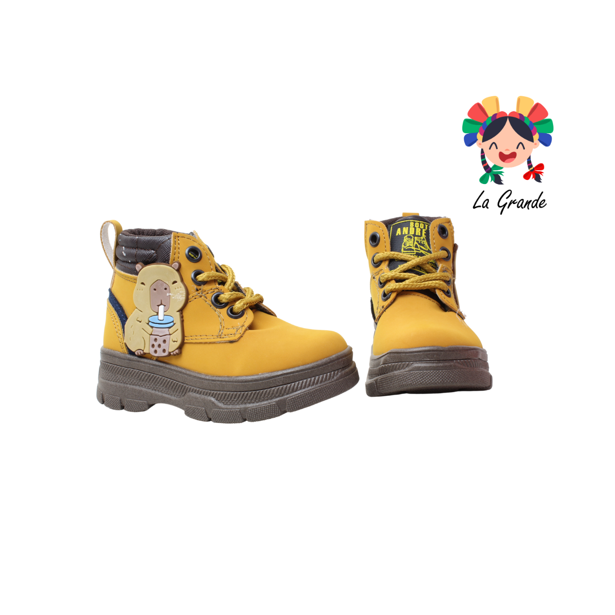 5001 ANDRE LOV Mostaza Buck Bota para Bebé, Niña y Niño