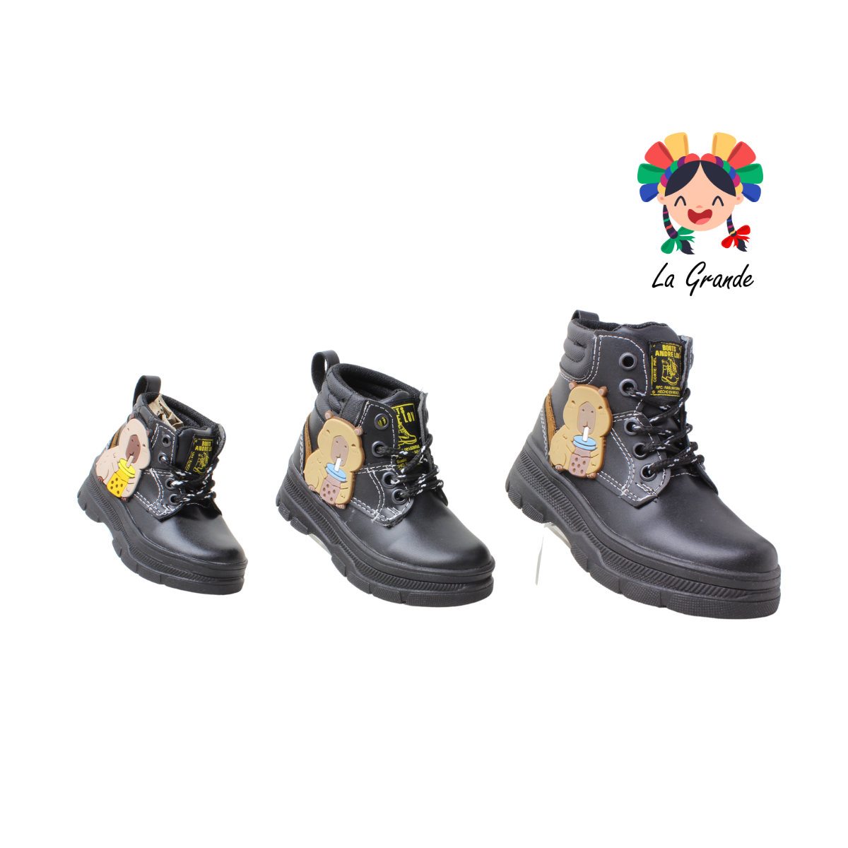 5001 ANDRE LOV Negro Sintético Bota para Bebé, Niña y Niño