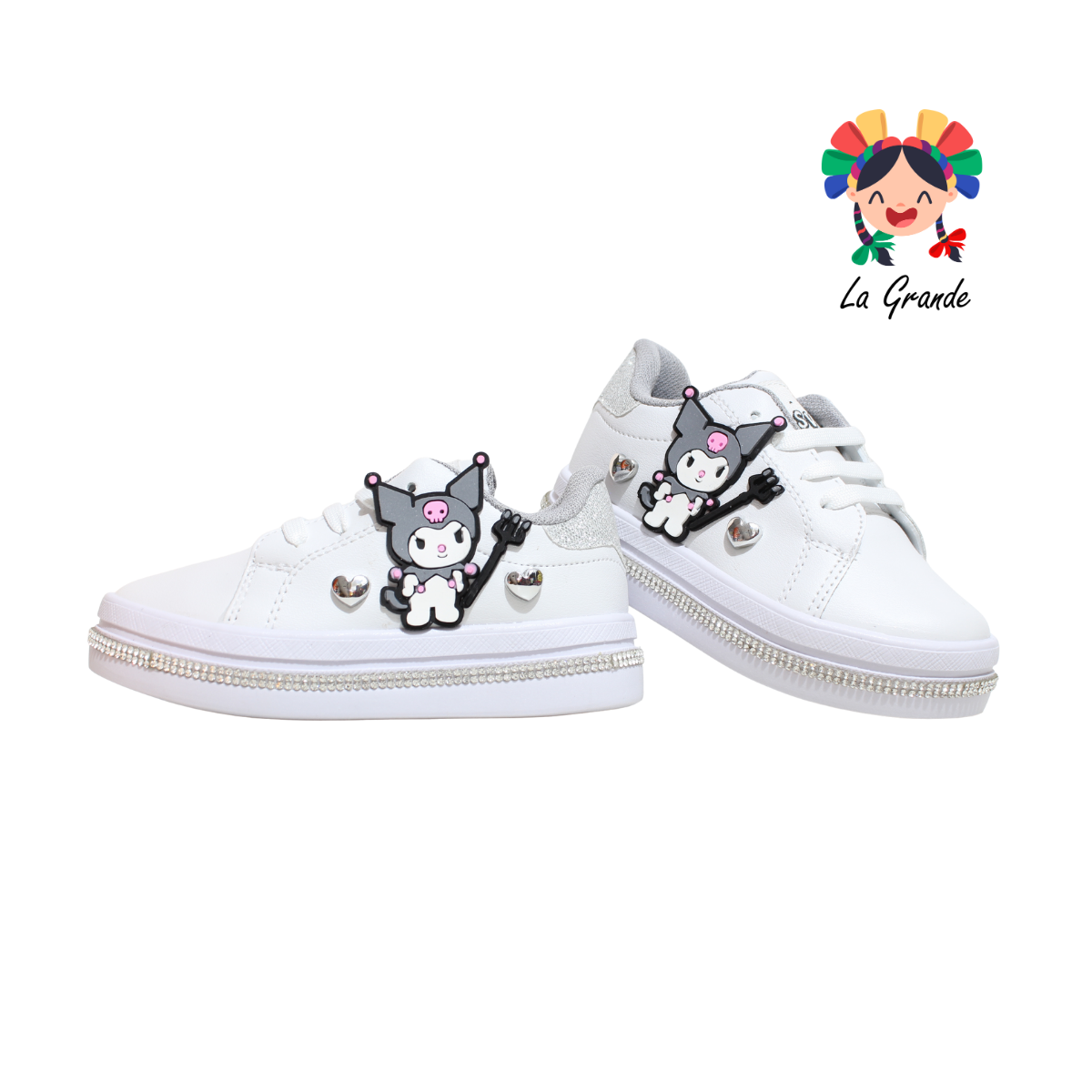 5001 SVIN Blanco Plata Sintético Tenis Escolar para Niña