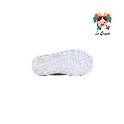 5001 SVIN Blanco Plata Sintético Tenis Escolar para Niña