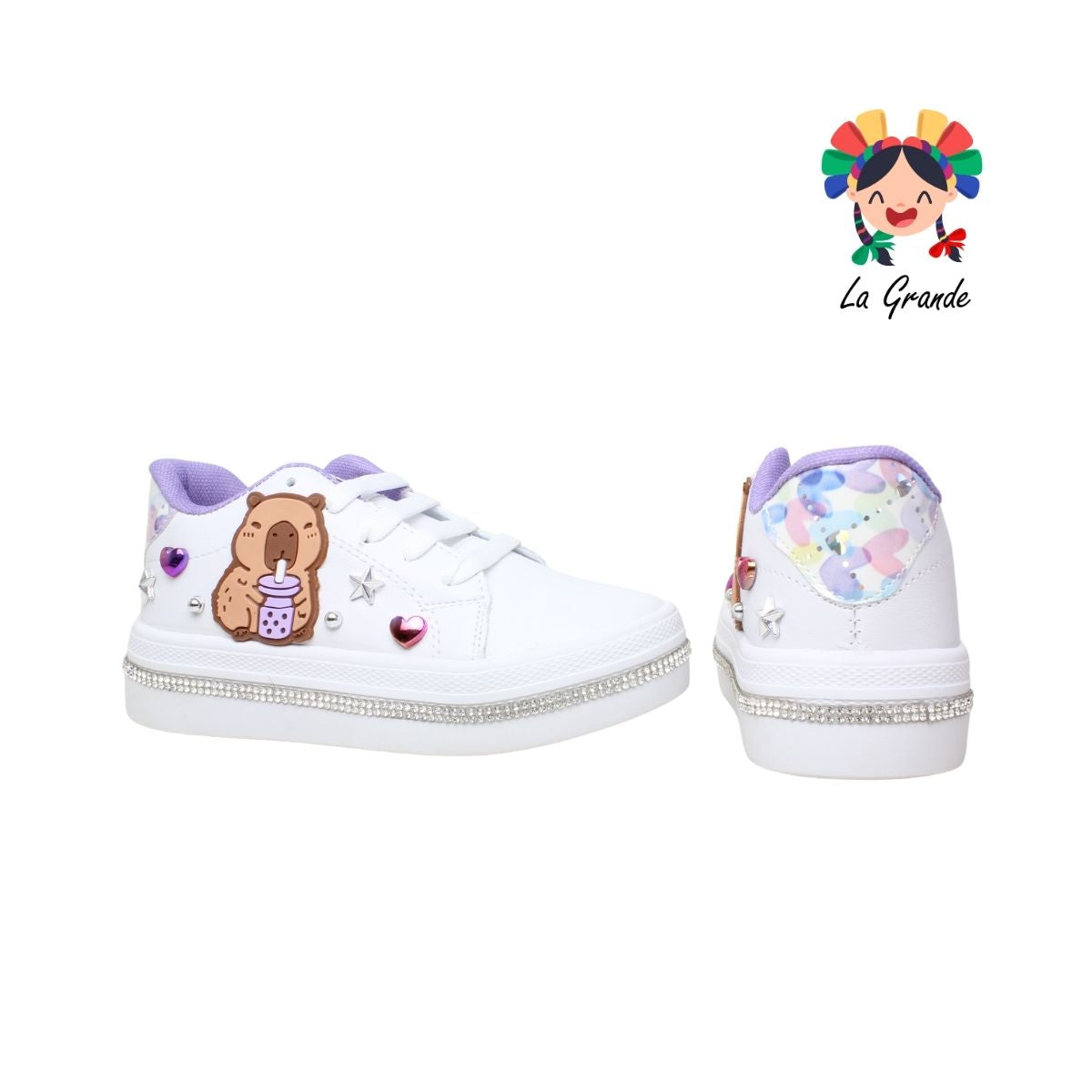 5004 SVIN Blanco Lila Sintético Tenis Casual para Niña y Dama