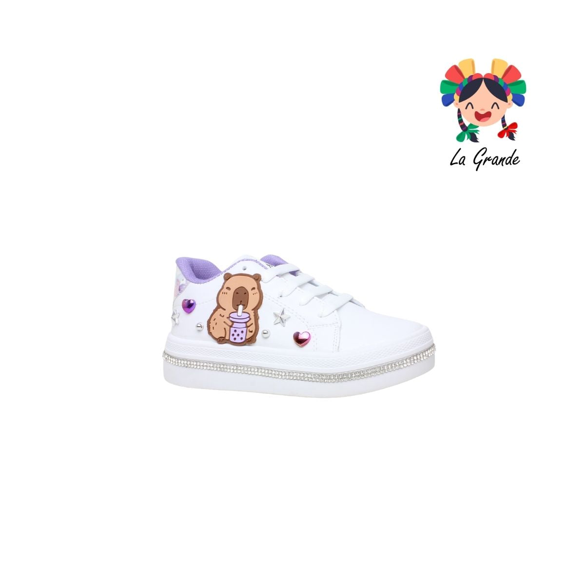 5004 SVIN Blanco Lila Sintético Tenis Casual para Niña y Dama