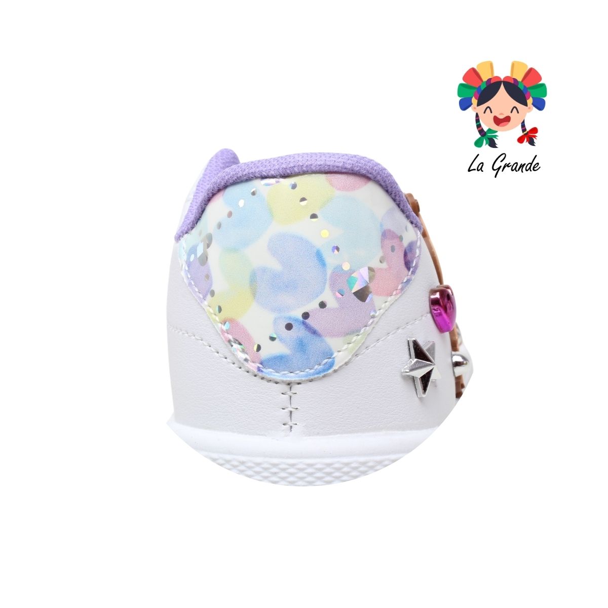 5004 SVIN Blanco Lila Sintético Tenis Casual para Niña y Dama