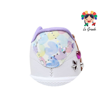 5004 SVIN Blanco Lila Sintético Tenis Casual para Niña y Dama