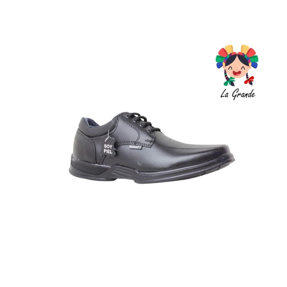 5007 BUGATY SHOES Negro Piel Zapato Escolar para Joven