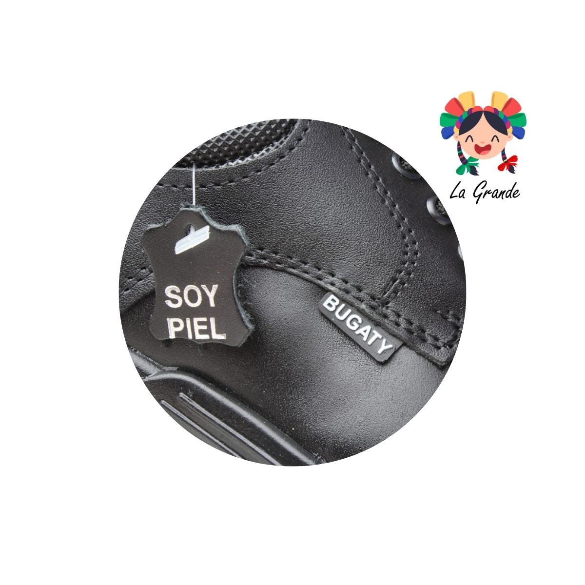 5007 BUGATY SHOES Negro Piel Zapato Escolar para Joven
