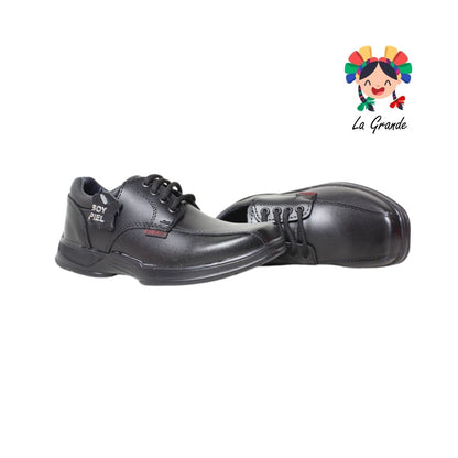 5009 BUGATY SHOES Negro Piel Zapato Escolar para Niño y Joven