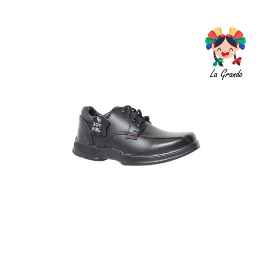 5009 BUGATY SHOES Negro Piel Zapato Escolar para Niño y Joven