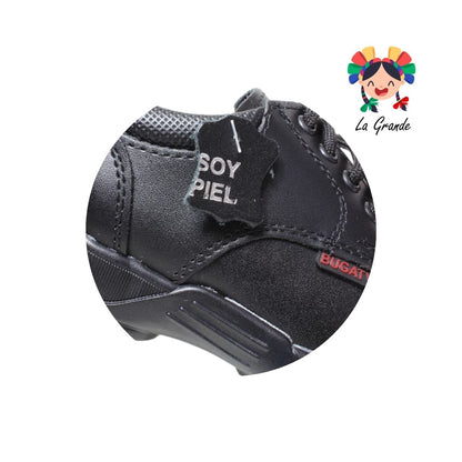 5009 BUGATY SHOES Negro Piel Zapato Escolar para Niño y Joven