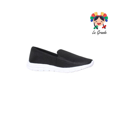 500 SKR Negro Blanco Textil Tenis tipo Mocasín para Dama