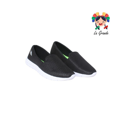 500 SKR Negro Blanco Textil Tenis tipo Mocasín para Dama
