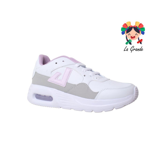 5012 APOORT Bco Gris Lila Tenis Deportivo de Válvula para  Dama