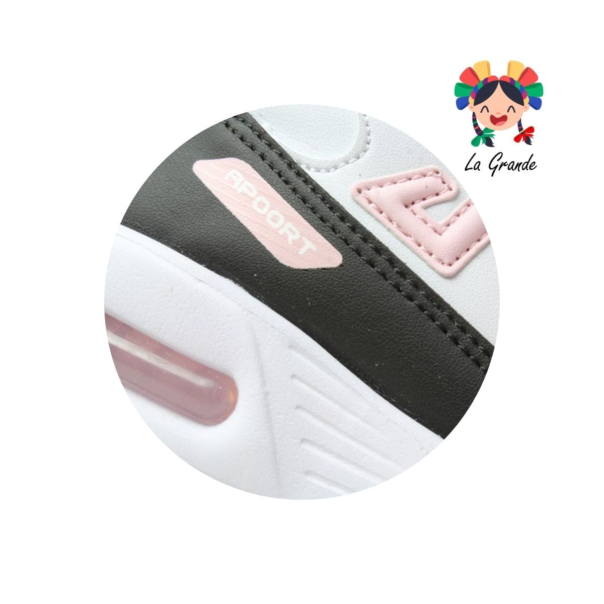 5013 APOORT Bco Ngo Rosa Tenis Deportivo de Válvula para Niña