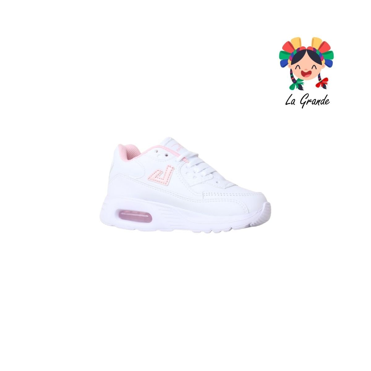 5013 APOORT Blanco Rosa Tenis Deportivo de Válvula para Niña