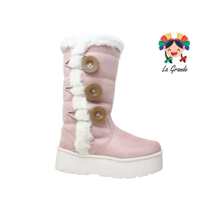 5013 H-GROSS Rosa Romance Bge Bota Alta con Botones para Niña