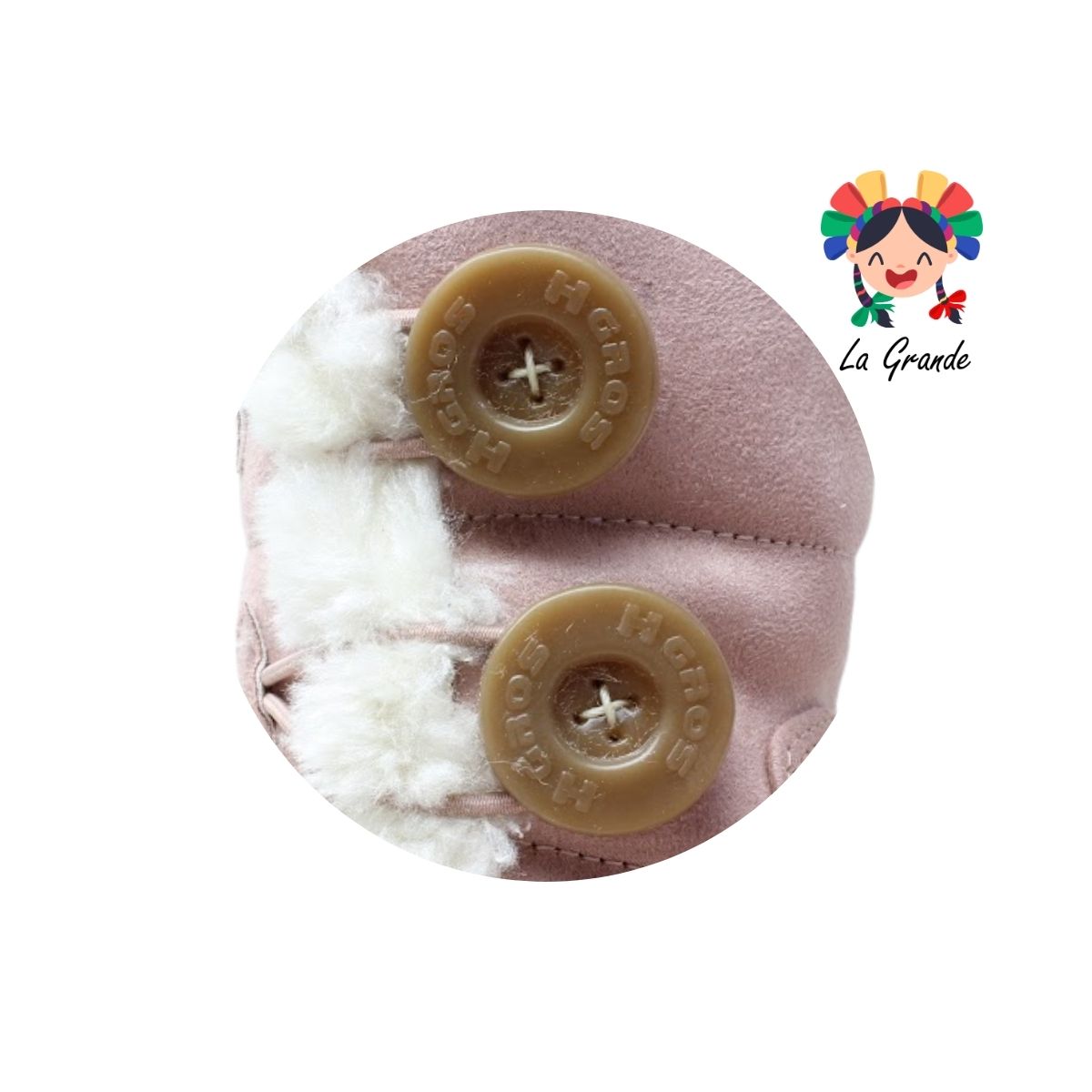 5013 H-GROSS Rosa Romance Bge Bota Alta con Botones para Niña