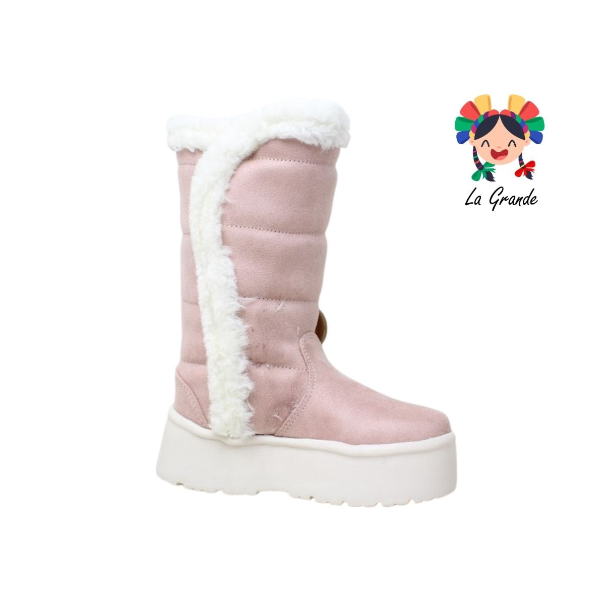 5013 H-GROSS Rosa Romance Bge Bota Alta con Botones para Niña