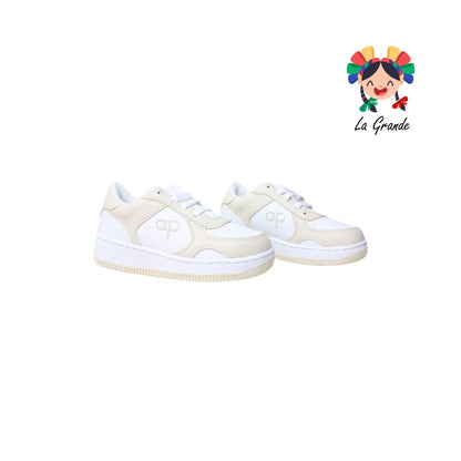 5018 APOORT Blanco Beige Sintético Tenis Casual para Niña