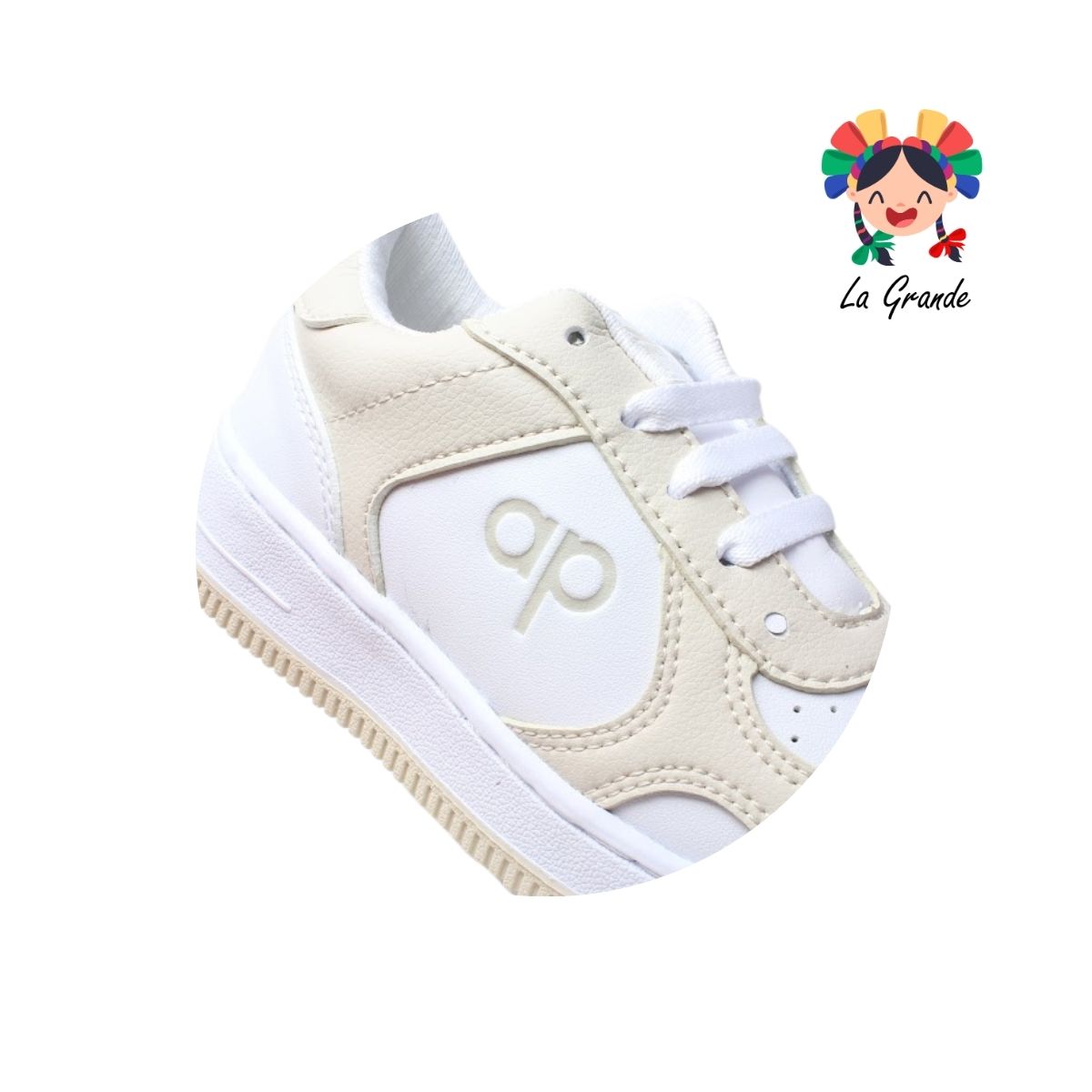 5018 APOORT Blanco Beige Sintético Tenis Casual para Niña