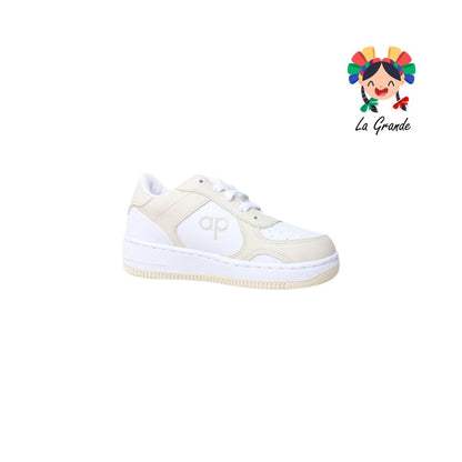 5018 APOORT Blanco Beige Sintético Tenis Casual para Niña