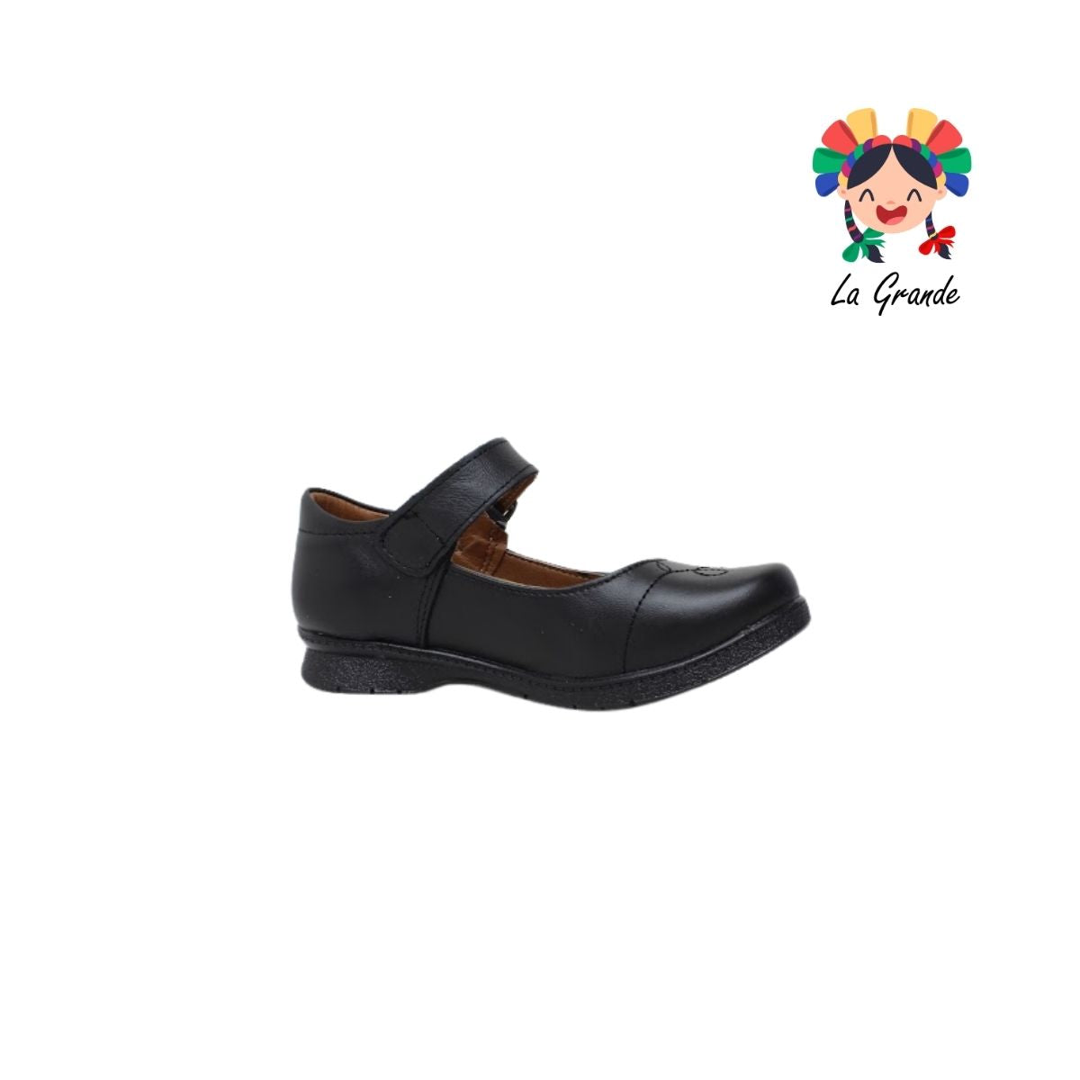 501 BRIANDA Negro Piel Zapato Escolar para Niña