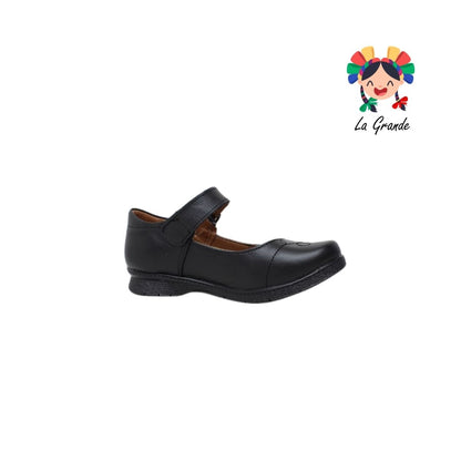 501 BRIANDA Negro Piel Zapato Escolar para Niña