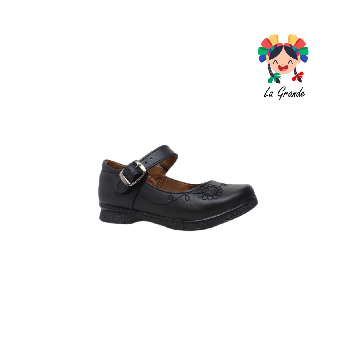 501 BRIANDA Negro Piel Zapato Escolar para Niña