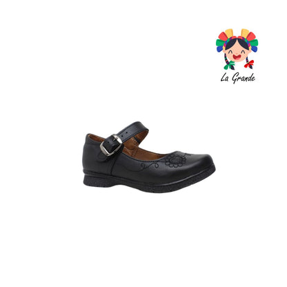 501 BRIANDA Negro Piel Zapato Escolar para Niña
