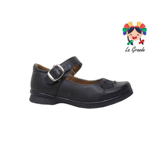 502 BRIANDA Negro Piel Zapato Escolar para Niña