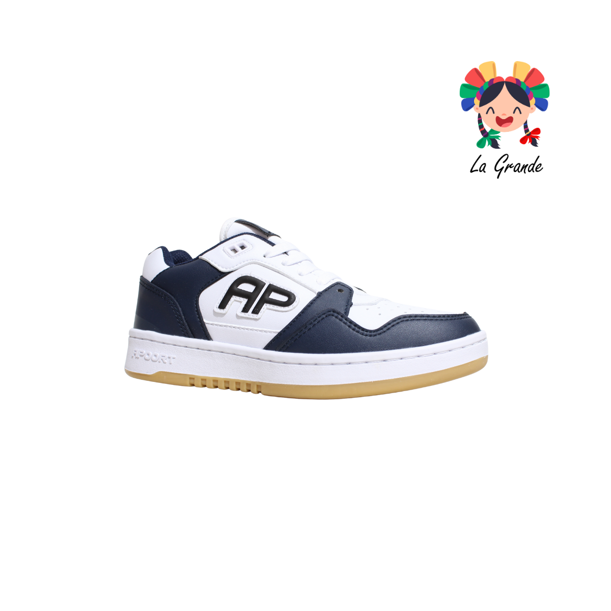 5030 APOORT Bco Mno Mno Piel Tenis Escolar para Dama y Jóven