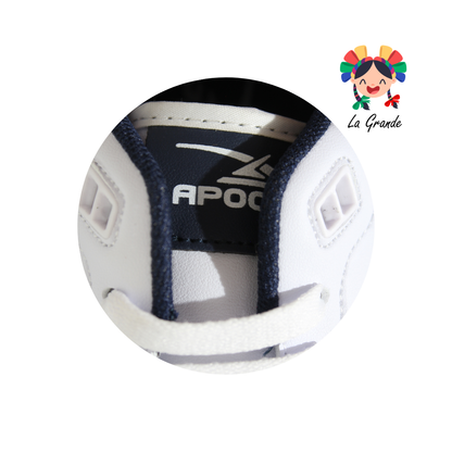 5030 APOORT Bco Mno Mno Piel Tenis Escolar para Dama y Jóven