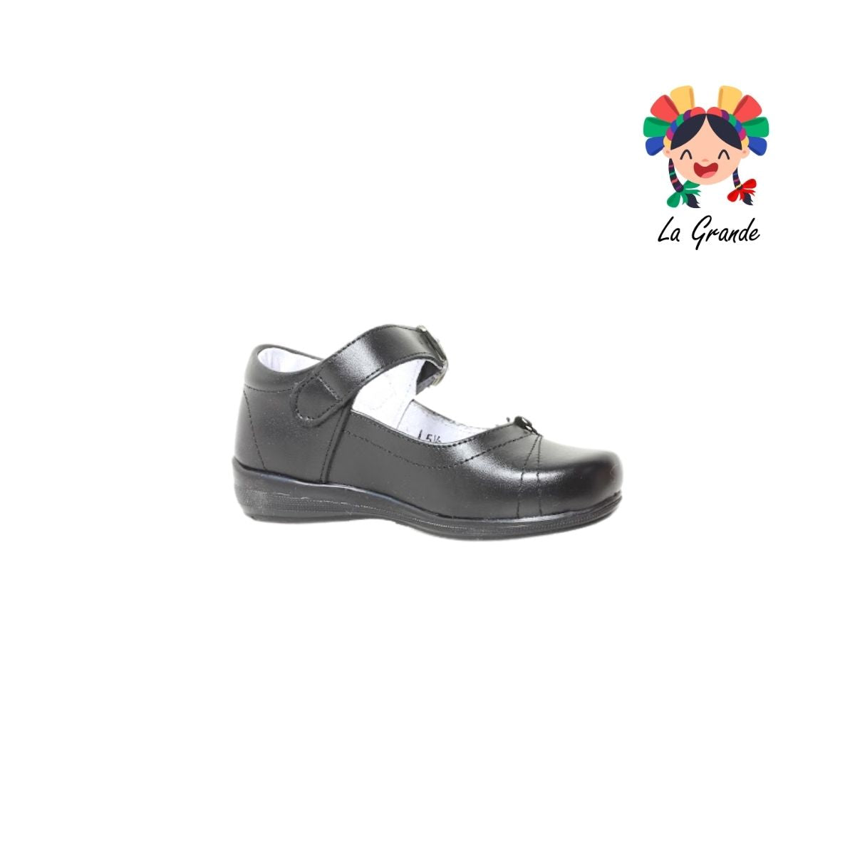 503 LUPITAS Negro Piel Zapato Escolar Cosido para Niña