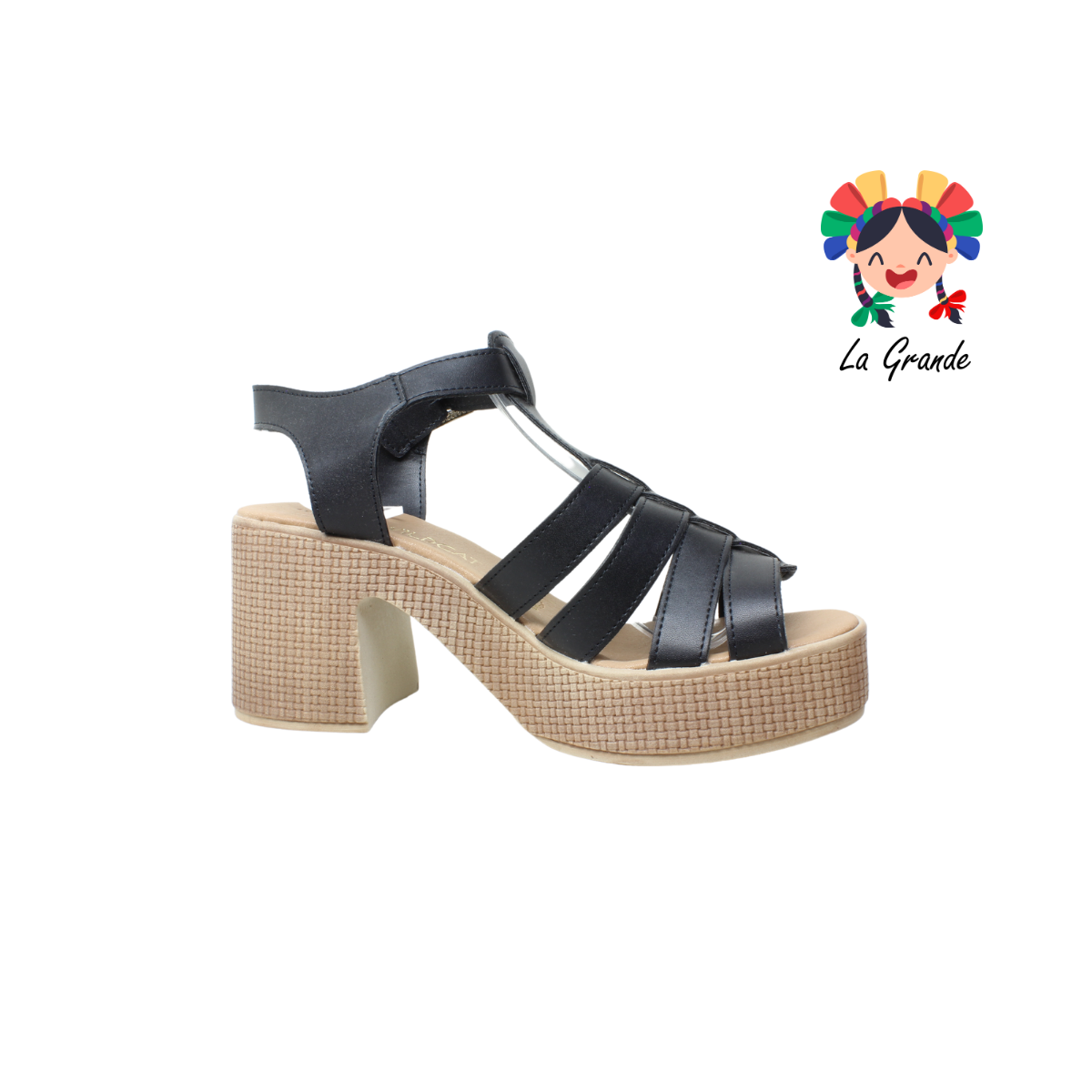 503 WILDCAT Negro Sintético Sandalia con Tacón para Dama