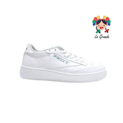 5051 PIRMA Blanco Verde Piel Tenis Casual para Caballero Original