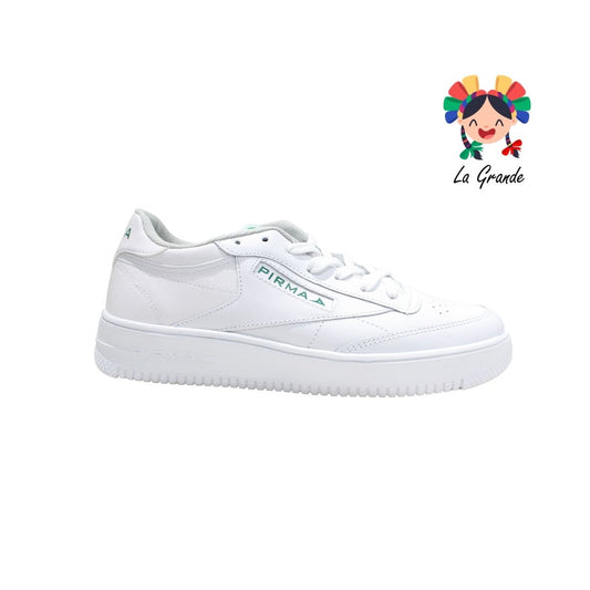 5051 PIRMA Blanco Verde Piel Tenis Casual para Caballero Original