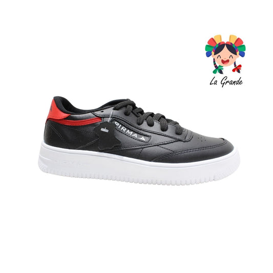 5051 PIRMA Negro Rojo Piel Tenis para Caballero Original