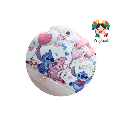 TL506 STICH DANIELS Blanco Rosa Tenis Casual con Luces para Niña
