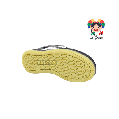 507 HALCON Negro Blanco Sint Tenis Casual para Dama, Joven y Caballero