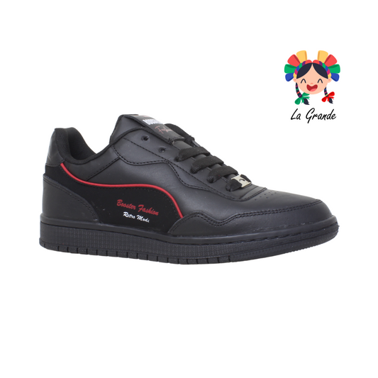 5088 BOOSTER Negro Piel Tenis Casual para Caballero