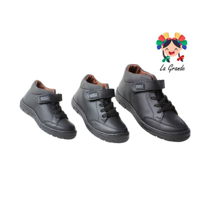 5092 DOGI Negro Piel Zapato Escolar para Niño y Joven