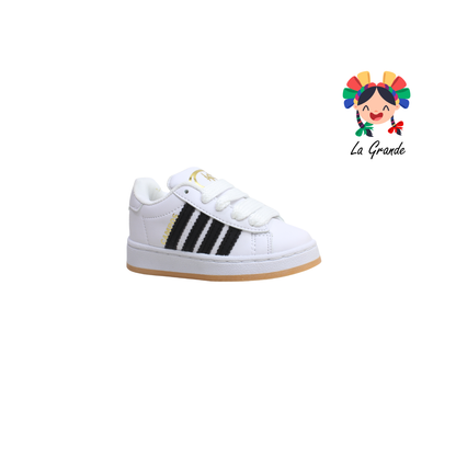 050 ACUR-ST Blanco Negro Nobuck Tenis Casual para Niña