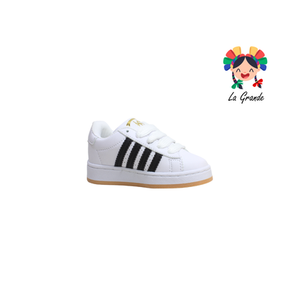 050 ACUR-ST Blanco Negro Nobuck Tenis Casual para Niña