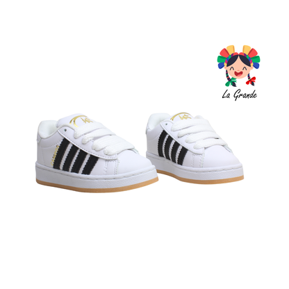 050 ACUR-ST Blanco Negro Nobuck Tenis Casual para Niña
