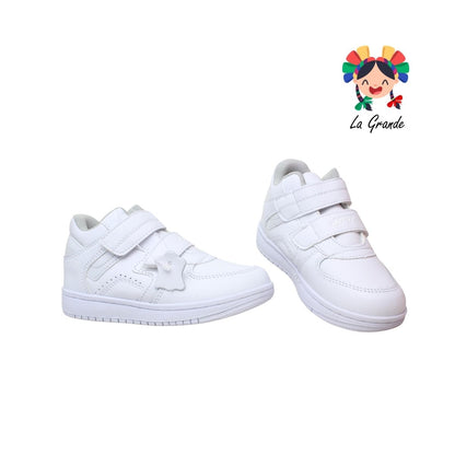 514 APT Blanco Blanco Piel Tenis Escolares para Niña y Niño