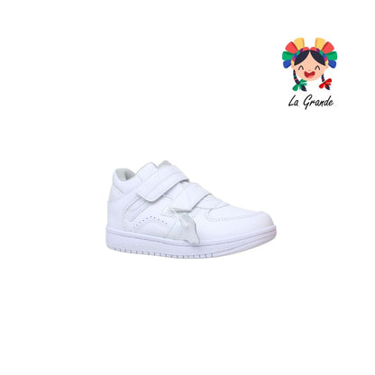 514 APT Blanco Blanco Piel Tenis Escolares para Niña y Niño
