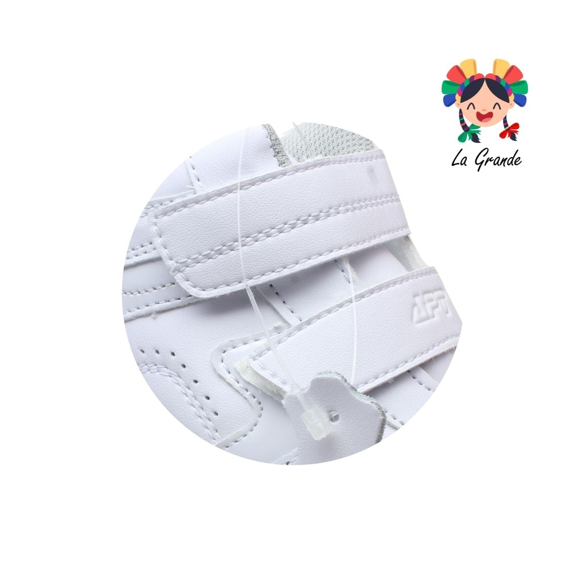 514 APT Blanco Blanco Piel Tenis Escolares para Niña y Niño